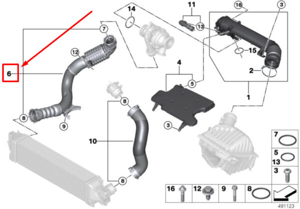 11618580135 - NEW MINI CLUBMAN F54 CHARGE AIR LINE 11618580135 8580135 ORIGINAL