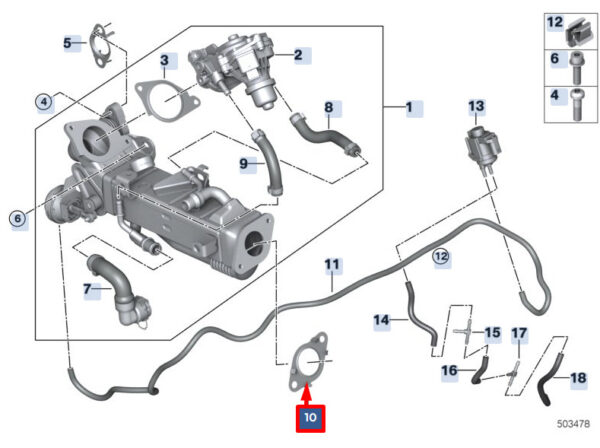11618597075 - Gasket for exhaust cooler for BMW 6 Gran Turismo G32 11618597075, original part