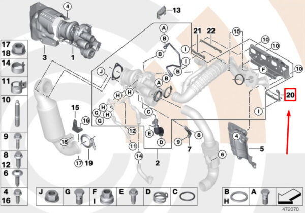11627589707 - MINI COOPER S CLUBMAN R55 Turbocharger Mounting Strips 11627589707 NEW GENUINE