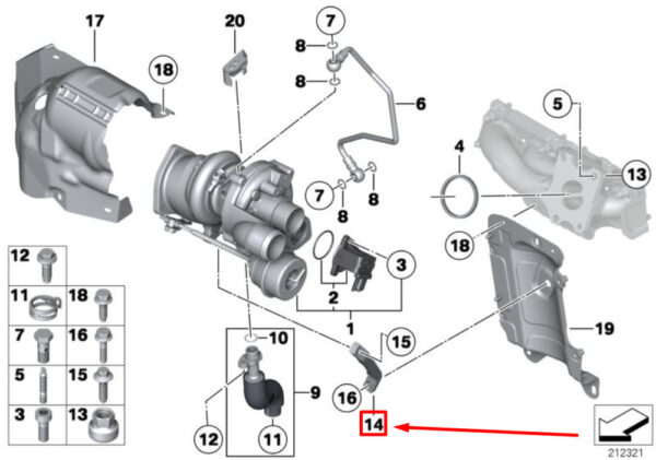 11657588504 - NEW MINI COOPER S CLUBMAN R55 TURBO CHARGER BRACKET 11657588504 ORIGINAL