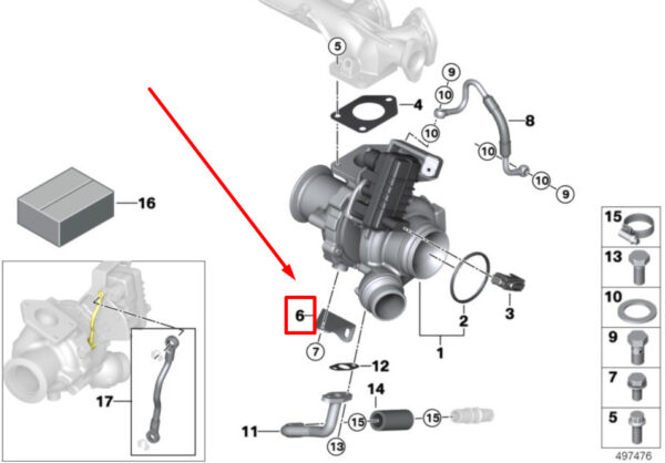 11657810618 - BMW 3 F30 Replacement Turbocharger Mount 11657810618 7810618 NEW ORIGINAL