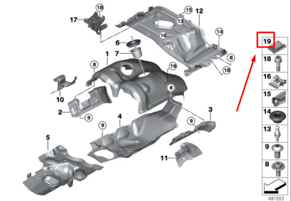 11657844745 - NEW BMW 8 F91 TURBOCHARGER HEAT SHIELD CLAMP 7844745 11657844745 GENUINE