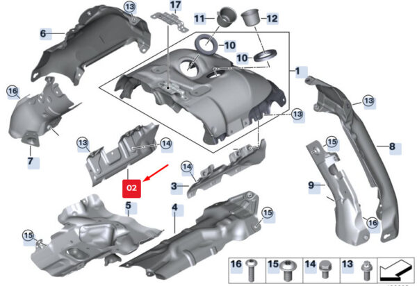 11657852159 - NEW BMW X5 F15 RIGHT HEAT PROTECTION 11657852159 7852159