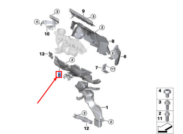 11658483369 - Mini Cooper F56 Lower Heat Shield for Turbocharger 11658483369, NEW, GENUINE