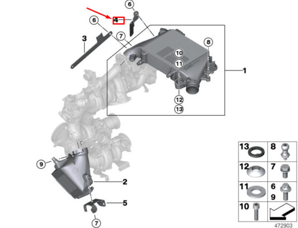 11658575741 - NEW BMW X5 G05 M50DX CHARGE AIR COOLER MOUNT 11658575741 GENUINE