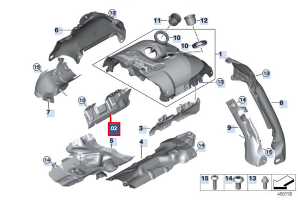 11658689793 - BMW X6 G06 heat protection right cyl.1-4 11658689793 NEW ORIGINAL