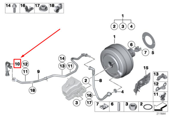 11667550919 - BMW E60N E61N PERFORMANCE BRAKE UNIT DEPRESSION VACUUM LINE M 11667550919 06-12