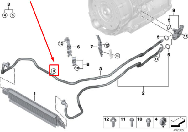 11668509223 - BMW 3 G20 engine control housing hose mount 8509223 11668509223 NEW ORIGINAL