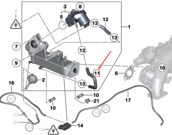 11718507308 - NEW BMW 1 F20 EGR RADIATOR HOSE 11718507308 8507308