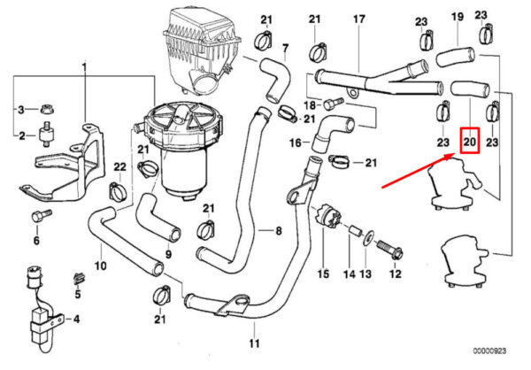11721704307 - BMW 7 E38 idle valve air hose 1704307 11721704307 NEW ORIGINAL