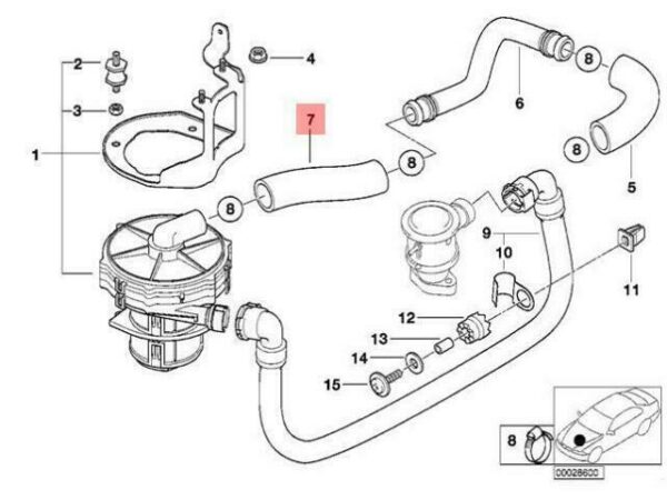 11721741830 - OEM BMW E38 SALOON EMISSION CONTROL AIR PUMP HOSE 11721741830 GENUINE NEW