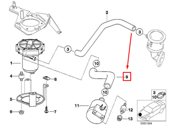 11721744341 - BMW 5 E39 flue gas hose 1744341 11721744341 NEW ORIGINAL