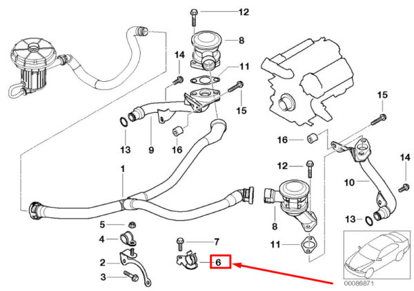 11727507837 - NEW BMW 7 E65, E66 PRESSURE HOSE HOLDER 7507837 11727507837 ORIGINAL
