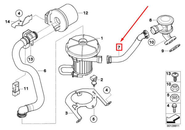 11727510955 - NEW BMW X5 E53 SECONDARY AIR PUMP HOSE 7510955 11727510955 ORIGINAL