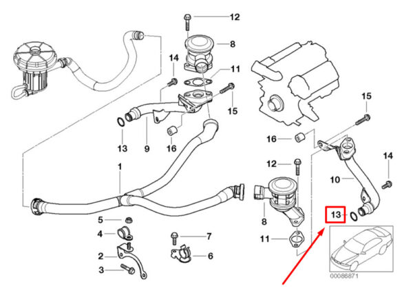 11727541417 - BMW 5 E60 secondary air blow-in pipe O-ring 7541417 11727541417 NEW ORIGINAL