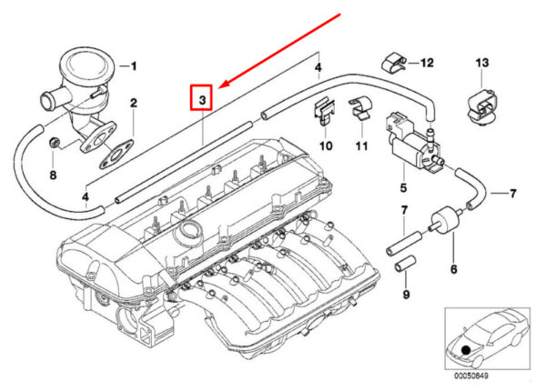 11727574490 - NEW BMW 5 E39 SECONDARY AIR PUMP VACUUM LINE 7574490 11727574490 ORIGINAL