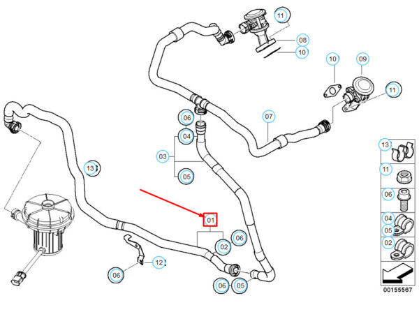11727837347 - BMW M5 E60 Servolenkungsdruckschlauchbaugruppe 11727837347 7837347 NEUES ECHTES