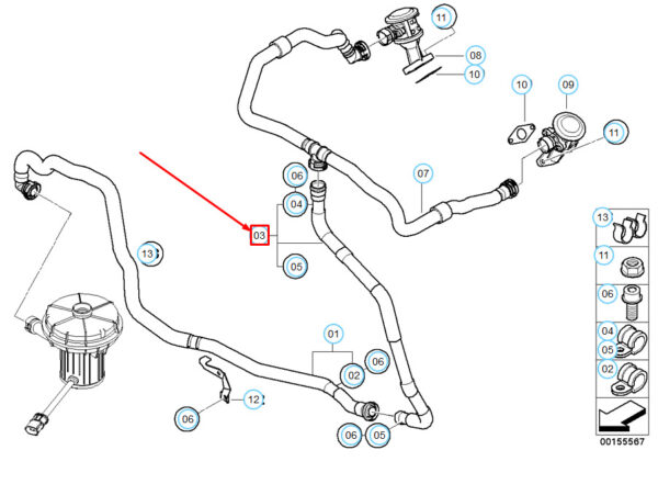 11727840980 - NEW BMW M5 E60 PRESSURE HOSE ASSEMBLY 11727840980 7840980 OEM