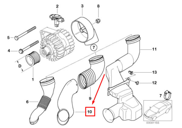12311432464 - NEW BMW Z3 COUPE E36 ENGINE LOWER AIR CHANNEL 12311432464 1432464