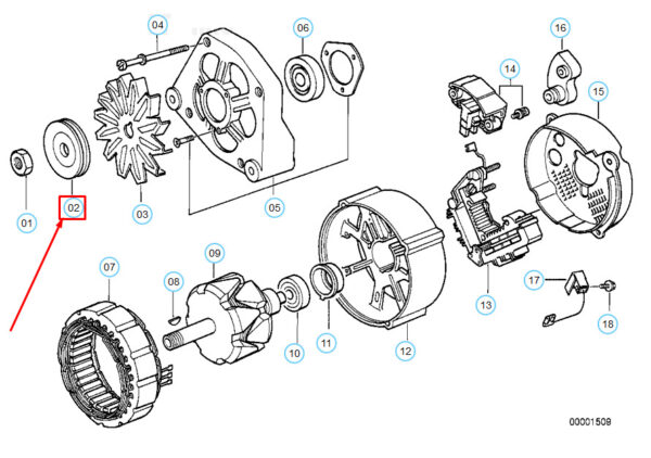 12311739200 - NEW BMW 3 E36 ALTERNATOR PULLEY 12311739200 1739200 OEM