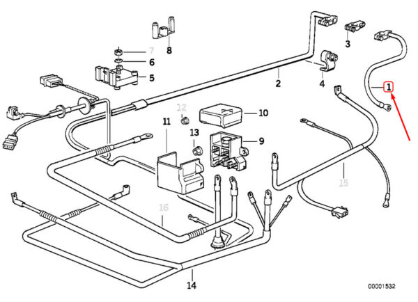 12421719713 - NEW BMW 5 E34 NEGATIVE BATTERY CABLE 12421719713 1719713 ORIGINAL