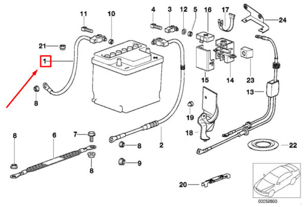 12421732227 - BMW 3 COMPACT E36 NEGATIVE CABLE BATTERY 12421732227 1732227 NEW GENUINE