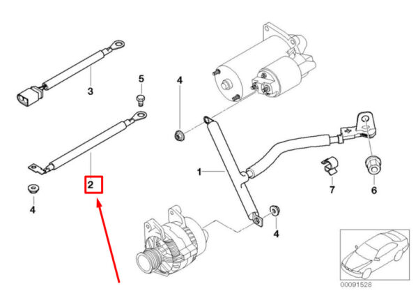 12427551559 - BMW 6 Convertible E64 Ground Cable Motor Battery 12427551559 7551559