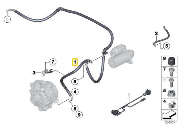 12427584691 - BMW E88 E82 E90 E91 E92 Original Starter Cable 12427584691