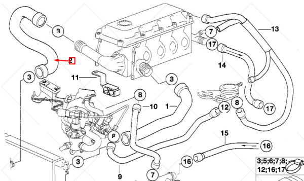 1247203 - NEW BMW 3 E36 WATER LEFT COOLANT RADIATOR LOWER HOSE 316I PETROL 1247203OEM