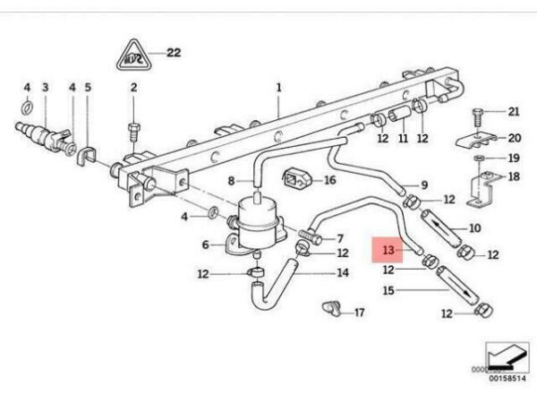 13311718903 - OEM BMW E32 E34 SALOON FUEL INJECTION SYSTEM RETURN LINE 13311718903 GENUINE
