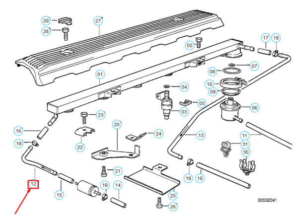 13311730646 - NEW BMW 3 E36 FUEL INJECTION FEED LINE 13311730646 1730646 OEM