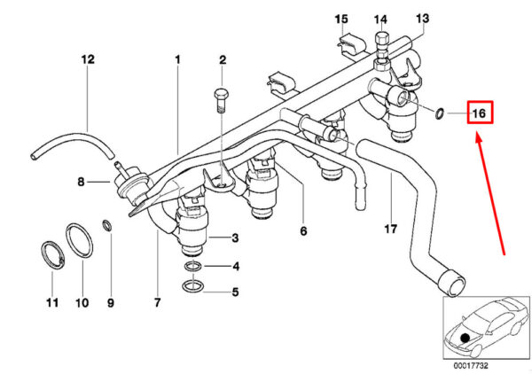 13531247953 - NEW BMW 3 E46 FUEL DISTRIBUTOR O-RING 13531247953 1247953 ORIGINAL