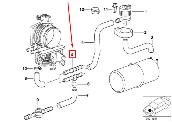 13531427072 - BMW 5 E39 Hose Angle Connector 13531427072 1427072 NEW Original