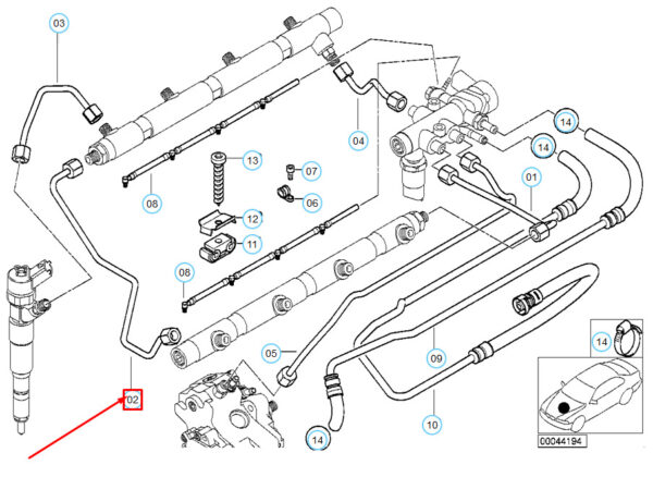 13532248328 - NEW BMW 7 E38 FUEL INJECTION PRESSURE CYLINDER PIPE 13532248328