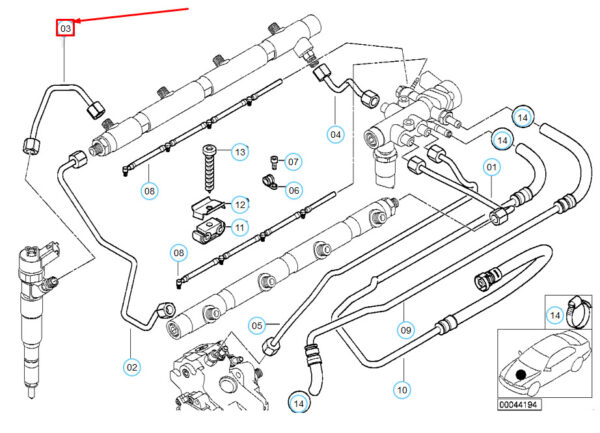 13532248334 - NEW BMW 7 E38 FUEL INJECTION PRESSURE ACCUMULATOR PIPE 13532248334 OEM