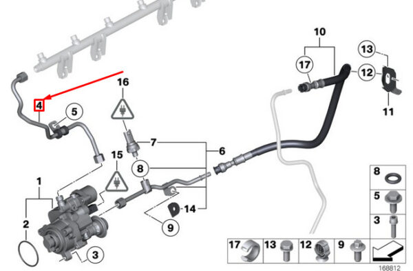 13537536566 - NEW BMW 3 E90 HIGH PRESSURE PIPE 13537536566 7536566 ORIGINAL