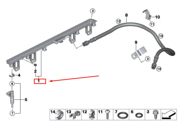 13537542541 - NEW BMW Z4 ROADSTER E89 FUEL RAIL INJECTION TUBE 13537542541 ORIGINAL