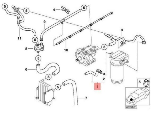 13537563456 - OEM BMW 59C1 59C2 59C3 A73 E28 FUEL INJECTION SYSTEM HOSE 13537563456 GENUINE