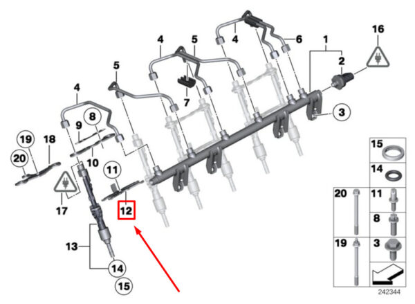 13537568663 - NEW BMW 5 F10 FUEL INJECTOR BRACKET 7568663 13537568663 ORIGINAL