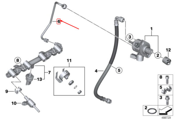 13537604339 - NEW BMW 1 F20 HIGH PRESSURE PIPE 13537604339 7604339 OEM