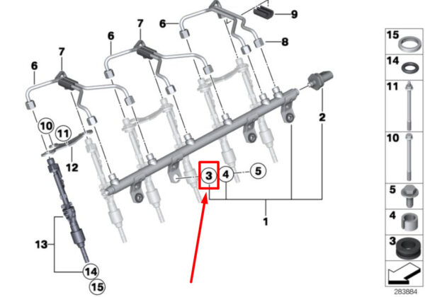 13537628063 - NEW BMW 2 F87 FUEL INJECTOR HIGH DECOUPLING ELEMENT 13537628063 7628063