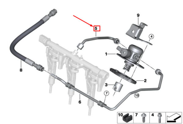 13537639980 - New MINI COOPER F56 High Pressure Fuel Pipe 13537639980 7639980