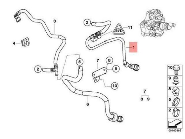 13537800670 - OEM BMW E81 E82 E84 E87N E88 E90 E90N E91 FUEL FEED LINE 13537800670 GENUINE