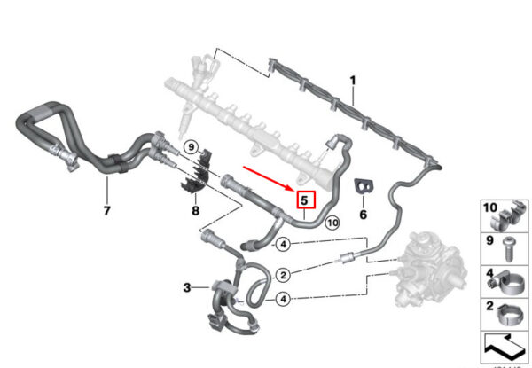 13538575783 - NEW BMW X5 G05 M50DX FUEL RETURN LINE 13538575783