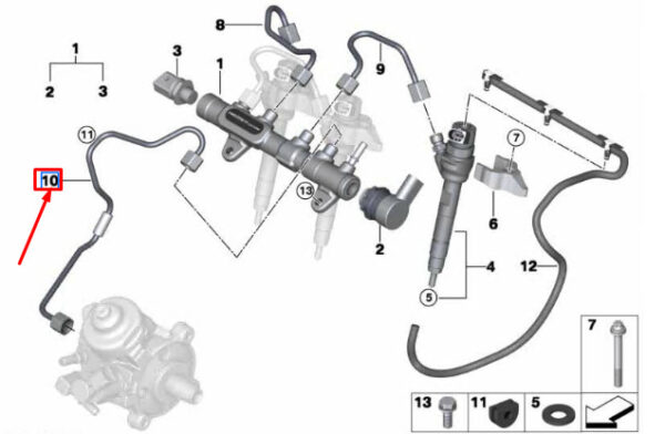 13538579241 - BMW F40 FUEL PRESSURE LINE 13238579241 NEW GENUINE