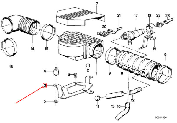 13621707791 - BMW 5 E34 Air Volume Determination Holder 13621707791 1707791 NEW REAL