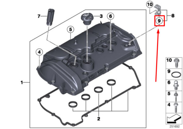 13627567572 - BMW 3 F30 camshaft sensor O-ring 7567572 13627567572 NEW ORIGINAL