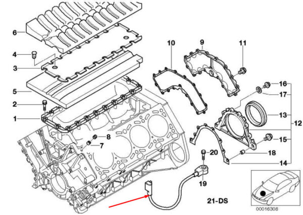 13627568421 - NEW BMW 7 E65 KNOCK SENSOR 13627568421 7568421 4.8 PETROL OEM