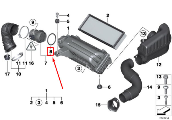 13627582244 - NEW MINI-LANDSMANN R60 MASS AIR FLOW SENSOR O-RING 13627582244 7582244