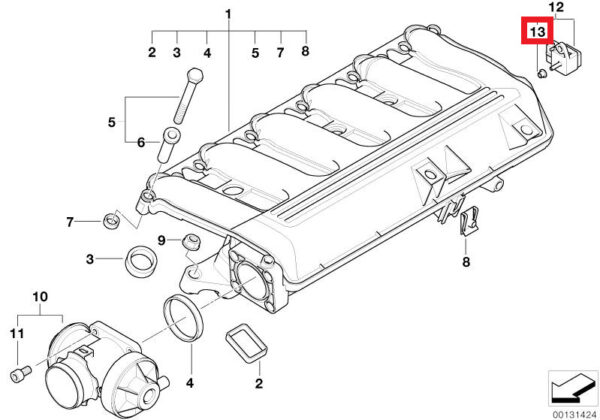13627792261 - BMW 3 5 6 7 X SERIES Diesel Intake Collector Pressure Sensor G